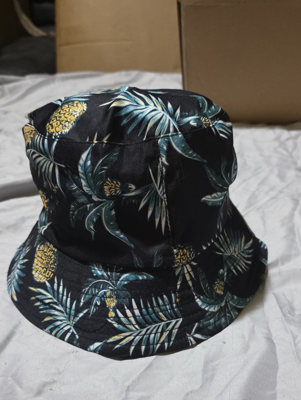 Lucky Brand Black Tropical Pineapple Bucket Hat
